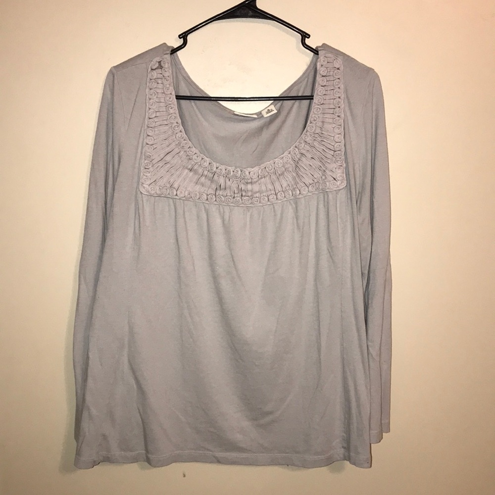 Cato Embroidered Neck Top